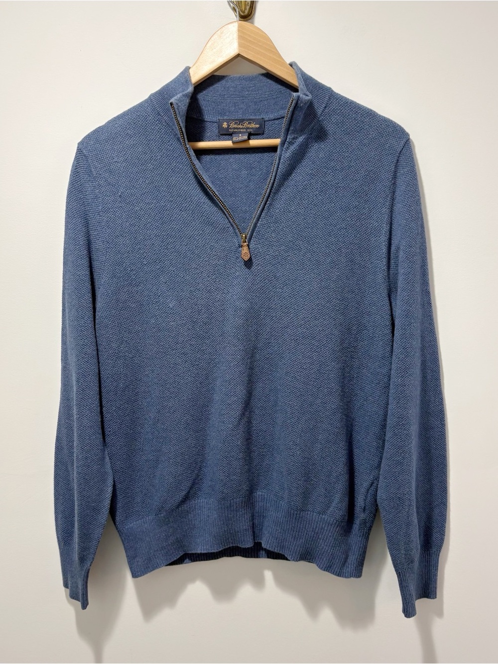 Brooks Brothers Cotton Cashmere Blend Quarter Zip Sweater Blue Size Small
